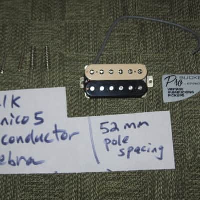 ONE new old stock very near A+ Epiphone ACPNHZCB-4 Alnico Classic Pro Bridge Humbucker, Zebra, 8.1k - Alnico V, solder connection, 4 conductor + screws & springs (from 2023) part of Epiphone's Pro Series Line of Humbuckers (which is called ProBUCKER) image 1