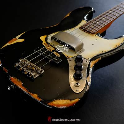 Fender Standard Jazz Bass 60s Pickups Black Aged Relic image 8