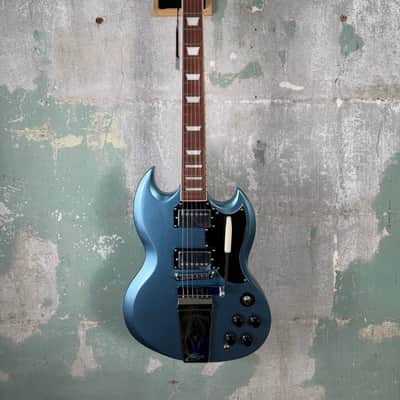 Vintage VS6V-GHB Reissue Series Double Cut with Vibrola Tailpiece - Gun Hill Blue image 1