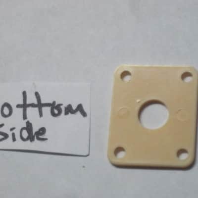 used (has some nicks & scratches) unknown brand CREME PLASTIC RECTANGLE Jack Plate + nickel finish SCREWS (refer to measurements in description) flat - but will flex when installed, might fit Epiphone LP 100 model guitar (NO guitar included) image 17