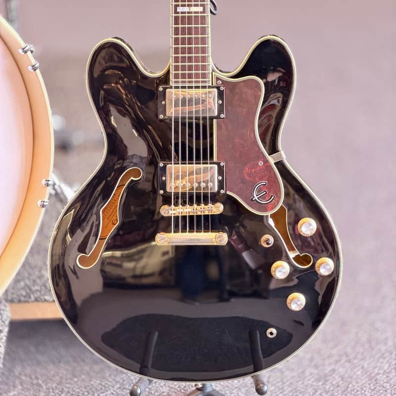 Epiphone Sheraton II Hollowbody Electric Guitar, Made in Korea, Ebony image 1
