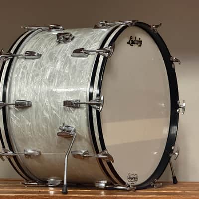 1960's Ludwig 22" White Marine Pearl 14x22 Virgin Bass Drum image 1