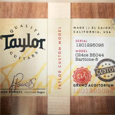 Taylor Catch Custom #44 C24e Grand Auditorium Baritone-8 8-String Acoustic/Electric Guitar - Figured Blackwood with Hardshell Case image 23
