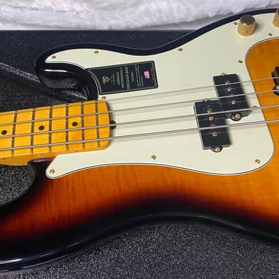 NEW! Fender 75th Anniversary American Professional PJ Bass - 2-Color Sunburst - Flame Top - 9.1 lbs - Authorized Dealer - G06681 image 9