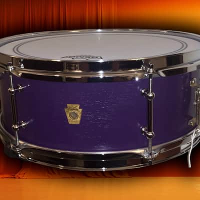 Ludwig  Pre-serial No. 491 Pioneer 5x14" 6-Lug  Snare w/ Keystone Badge, in Purple (refinished) image 3