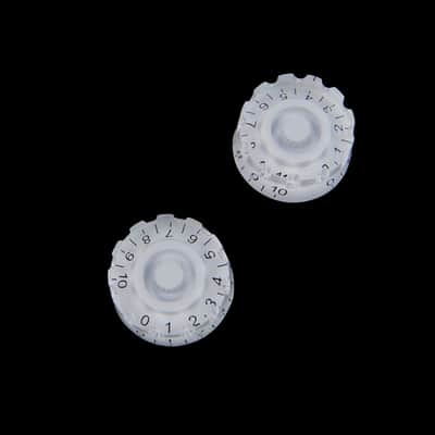 2x Special Gear Shape Style Electric Guitar Knobs, White w/black numbers