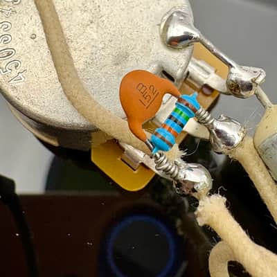 Fender Telecaster 3-way wiring harness upgrade for single coil neck and bridge pickups with 0.033uF paper in oil capacitor free treble bleed circuit image 3
