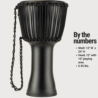 Meinl Percussion Djembe with Synthetic Shell, 12" Large, Rope Tuned Black Goat Skin Head (PADJ4-L-G) image 6