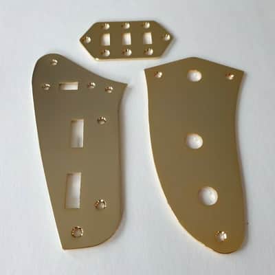 Jaguar guitar control & preset & slide switch plate kit gold fits fender new image 1