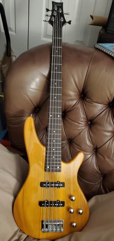 Glarry GIB Electric 5 String Bass Guitar Full Size SS Pick-up Transparent Yellow image 1