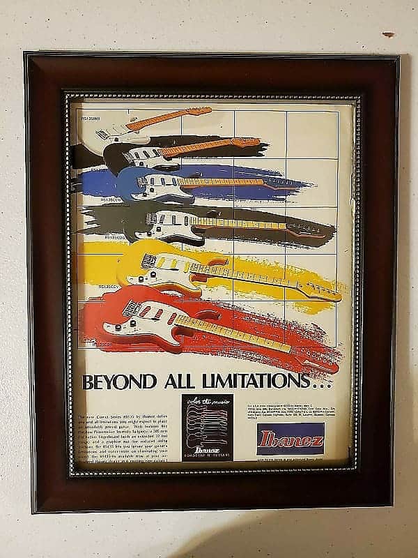 1984 Ibanez Guitars Color Promotional Ad Framed Ibanez RS-135 Guitars Original image 1