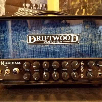 Driftwood Mini Nightmare Amplifier with Flamed Blue Front image 1