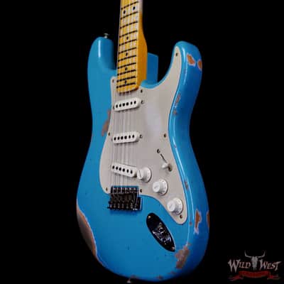 Fender Custom Shop Limited Edition 1958 Stratocaster AA Flame Maple Neck Heavy Relic Super Faded Aged Taos Turquoise 7.75 lbs image 2
