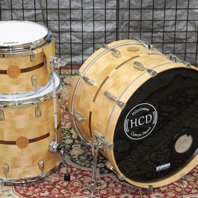 Holloman Custom Drums Maple/Walnut Drum Set - hand rubbed urethane over Danish oil image 7