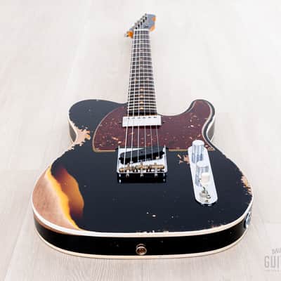 2024 Fender Custom Shop Limited Edition Reverse 1960 Telecaster Custom Heavy Relic Black Over Sunburst w/ SH-1 '59 PAF image 9