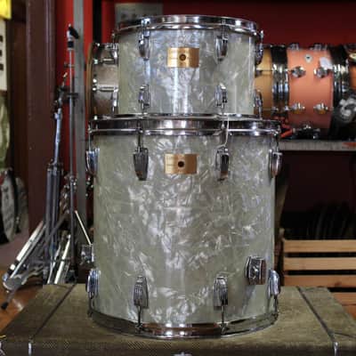 00s Lawton Drum Company 8x12 Tom and 16x16 Floor Tom in White Marine Pearl image 1