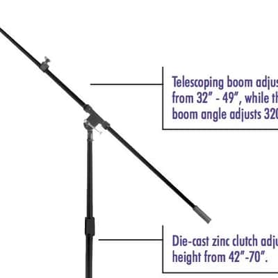 On-Stage SMS7630B Hex-Base Studio Microphone Stand with Telescoping Boom 2010s - Black image 2