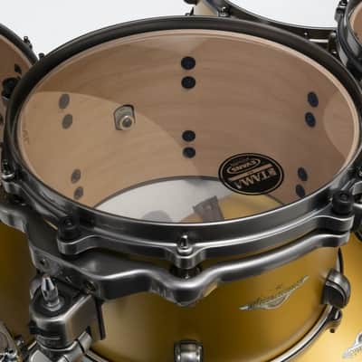 Tama MA42TZUS-SAM Starclassic Maple Lacquer Shell Kit 4 pcs - Satin Aztek Gold Metallic/Smoked Black Nickel HW image 8