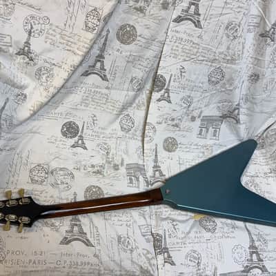 1992 Replica ‘67 Flying V Factory Frost Blue Lacquer Factory Reclaimed 1960’s Wood, 1967 Factory Parts, Wiring, Pat No Pickups Melody Maker Fingerboard Etc image 14