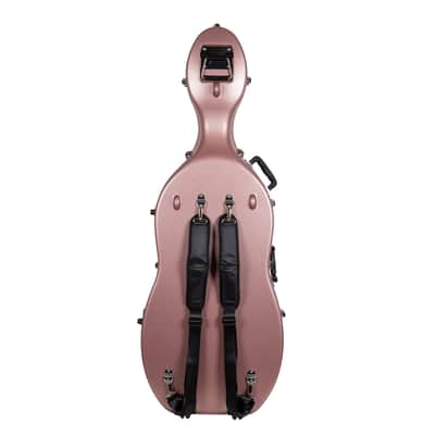 Crossrock 3/4 and 4/4 Size Cello Case | ABS Molded Hardshell with Wheels, Accessory Pocket, 2 Bow Holders, Security Lock, and Detachable Straps-Rose Gold image 6