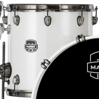 Mapex Saturn Evolution 14x12" Polar White Lacquer w/Black Hardware Floor Tom w/Legs Maple-Walnut | NEW | WorldShip | Dealer image 1