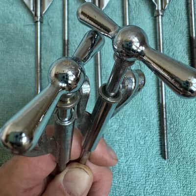 Ludwig Lot of 8 Bowtie Clubdate Pre Serial Bass Drum Tension Rods + Claws 7” 60s - Chrome image 10