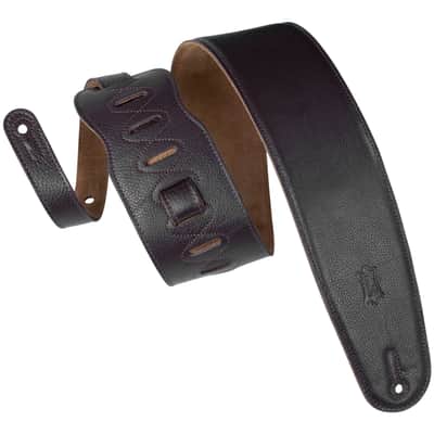 M4GF-DBR Sangle pour basse Cuir rembourée dos daim 9 cm Dark Brown Levy s image 1