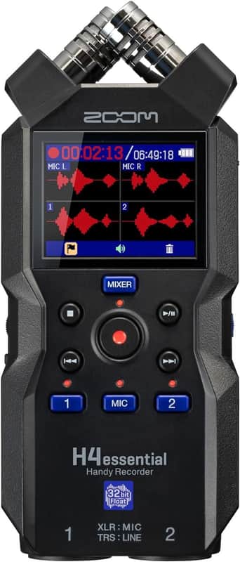 Zoom H4essential 4-Track Handy Recorder (2024 Model, Essential Series) with 32-Bit Float, Accessibility, Stereo Microphones, 2 XLR/TRS Combo Inputs, USB Interface, for Musicians, Podcasters, and More image 1