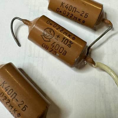 0.22uF 400v K40Y-9 & 0,022uF 400V K40P-2B USSR Paper In Oil Capacitor lot of 8 - 0.22uf & 3 - 0,022uF, guitar capacitors image 4