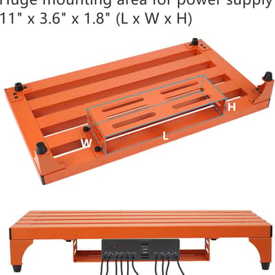 Super Light 3.3 lb Guitar Pedal Board 22" x 12.5" Aluminum Alloy Pedalboard with Power Supply Cradle (Orange, APB-22OR) image 3