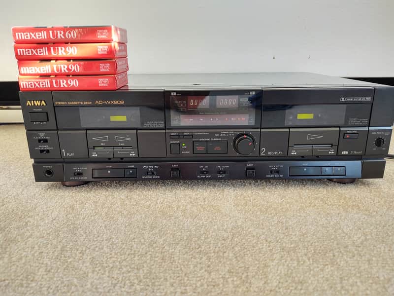 Aiwa Ad-Wx909 Dual Cassette Deck Rare3 head Serviced with 90 day