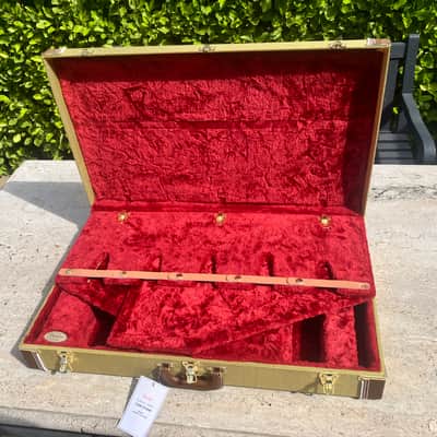 ✮ ULTRA CLEAN ✮ Genuine Fender Tweed * 5 x Guitar Case Stand ✮ Claret Interior image 4