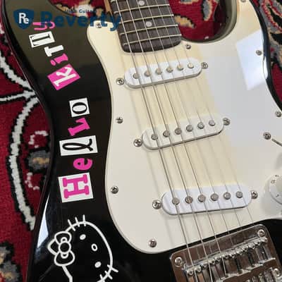 Squier Hello Kitty Mini Stratocaster Black Limited Model w/Original box image 8