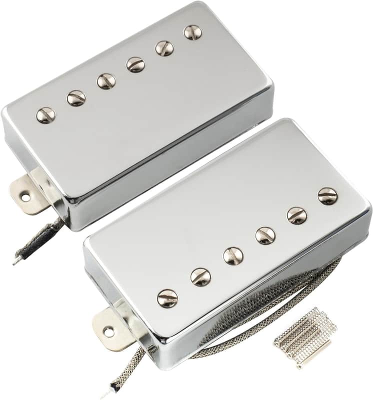 Pro LP-CBLA Alnico 5 Covered Humbucker Neck Bridge Pickups Set 7.8K/8.8K for LP Style Electric Guitar, Chrome image 1