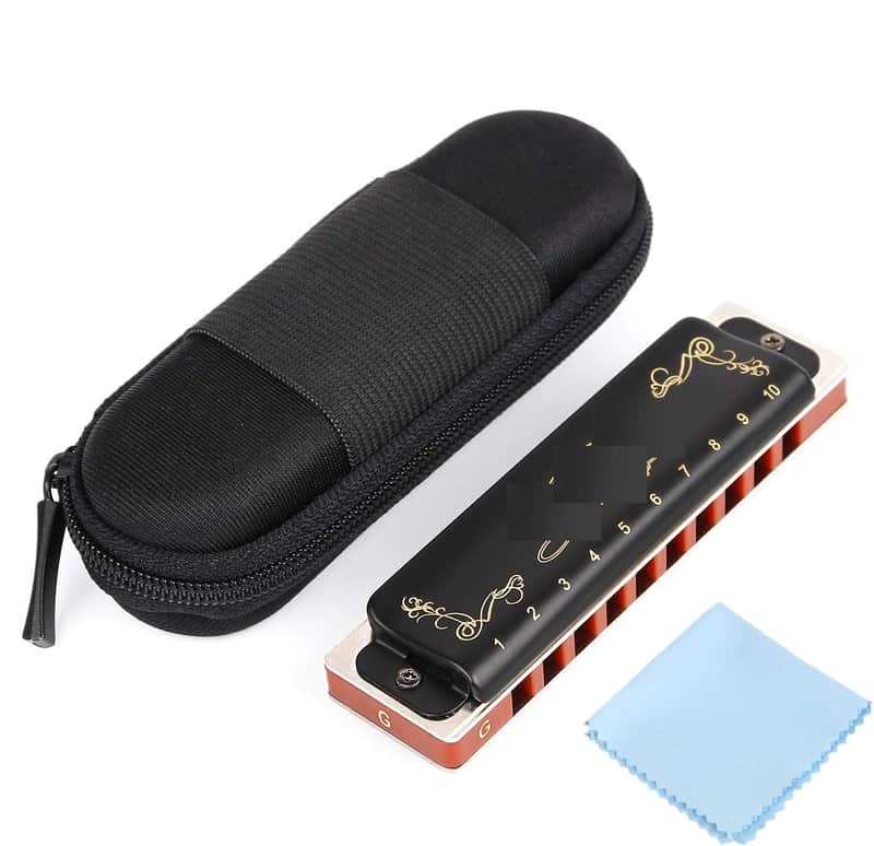 Harmonica Key of G 10 Hole 20 Tone Diatonic Blues Harmonica G with Case Top Grade for Professional Player,Beginner,Gift image 1