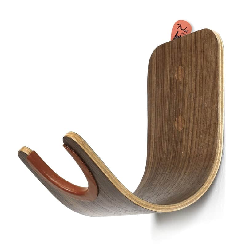 Plywood Guitar Wall Mount Holder With Pick Slot On Top, Modern And Unique Design Guitar Hanger For Bass Acoustic Electric Guitars Ukulele Folk Violin Mandolin Banjo Skateboard Stand (Brown) image 1