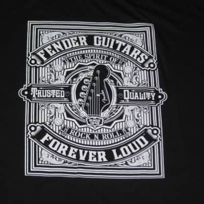new (with Fender paper hang tag) A+ shape Fender Forever Loud Trusted Quality Black short sleeve T-Shirt, 100% Cotton, Size XXL (XX-Large), p/n: 9101310806 (NO packaging) image 5