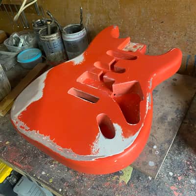 Stratocaster Body, Nitro paint, Fiesta red relic, 100% handcrafted in Italy image 8