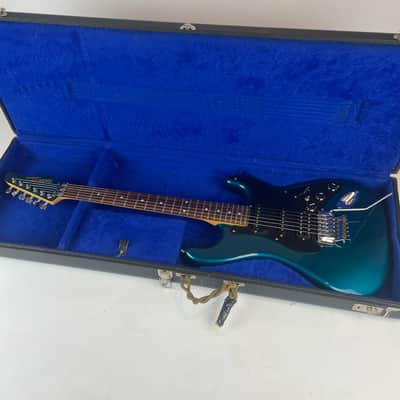 Kramer  Focus 1980s - Aged Blue H/S/S with splitter, Rosewood board Original Floyd Rose , clean and original, , and original HScase image 13