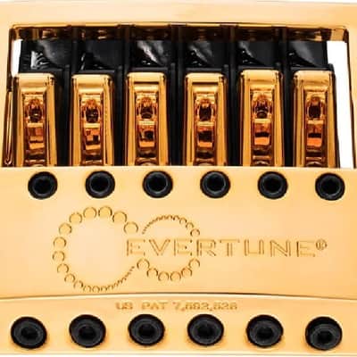 Evertune F Model 6 String Bridge for Strat Style Guitars Gold