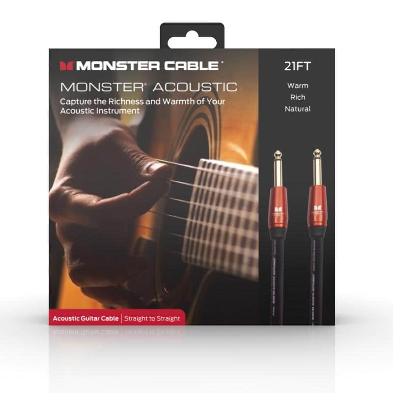 Monster Acoustic 21 ft/6.4m - straight 1/4” plugs (600558) - Black image 1