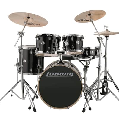 Ludwig Element Evolution 5 Pc. Drum Set w/Hardware and Zildjian I Series Cymbals- Black Sparkle image 3
