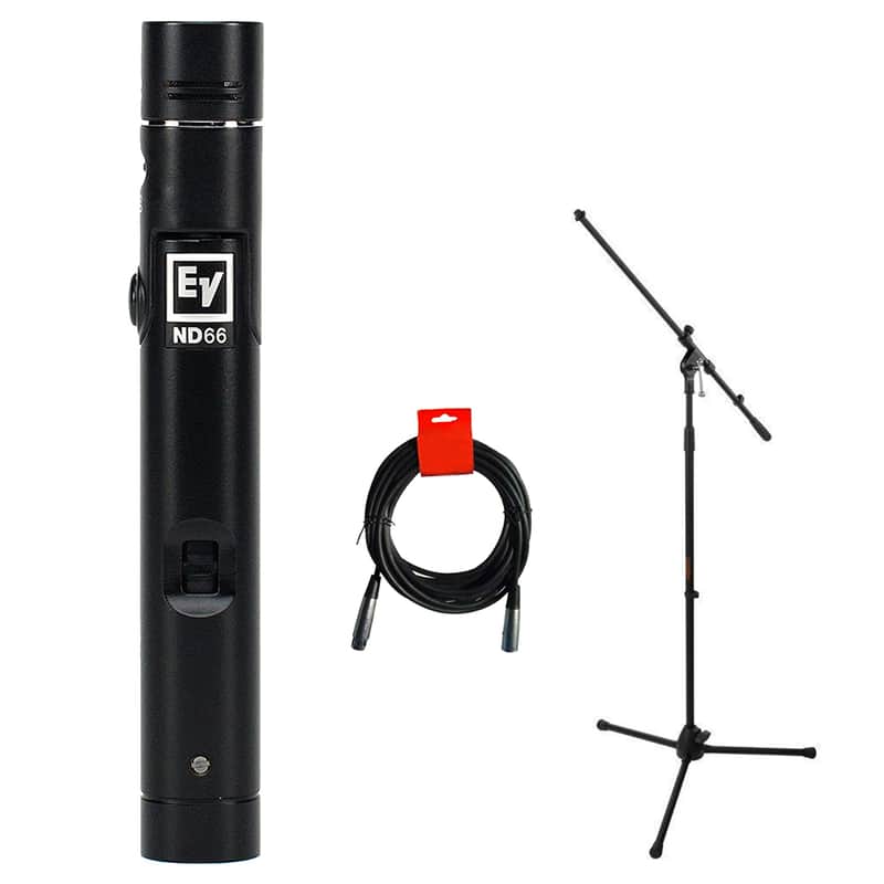 Electro-Voice ND66 Condenser Cardioid Instrument Microphone Bundle with Tripod Mic Stand & XLR Cable image 1