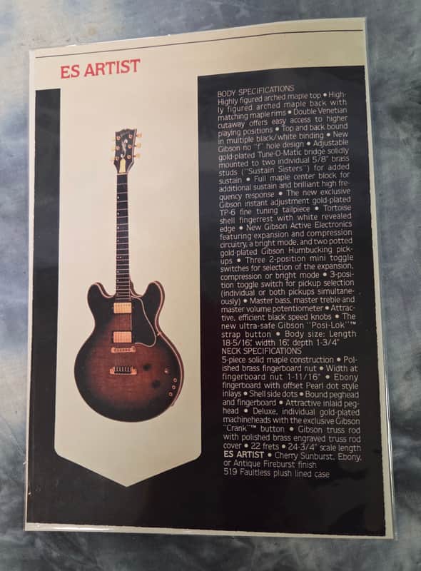 Vintage RARE 1979 Gibson ES Artist Fact Sheet Case Candy image 1