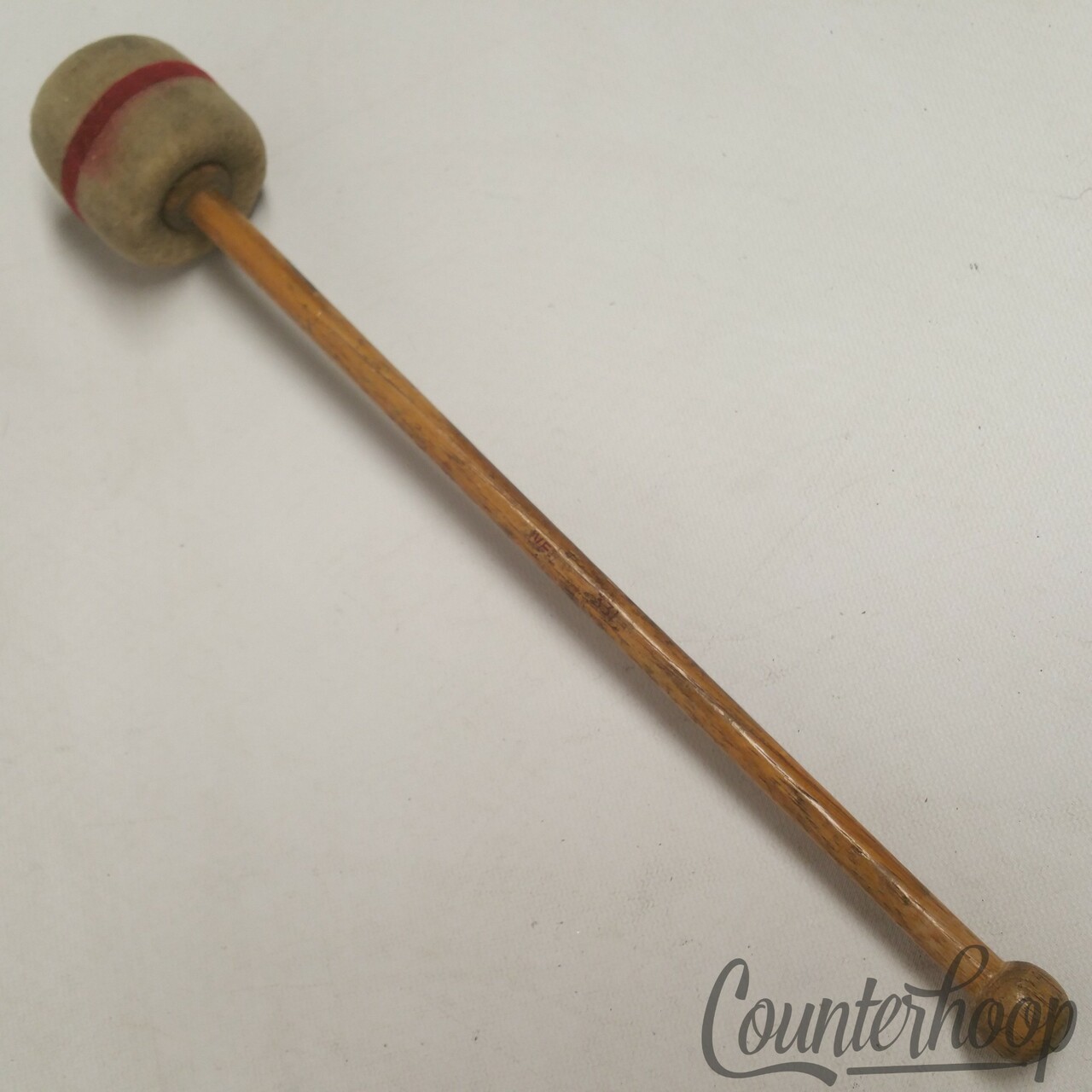 Ludwig WFL#331 Marching Bass Drum Mallet Wood Handle Felt Head Red Stripe Rubber — main photograph