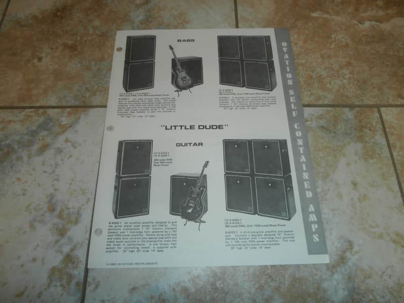 Vintage 1969 Ovation Big Dude, Little Dude Amplifier Flyer! Rare, Original Case Candy, Paperwork! image 1