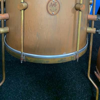 *WOW!* A&F Drum Co. 3-Piece 12/14/18 Royal Brass Bop Drum Kit Set with Wood Bass Drum Hoops image 8