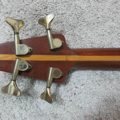 Vintage 1980s Austin Hatchet Wedge Travel Bass Guitar Natural Stained Body Rare image 11