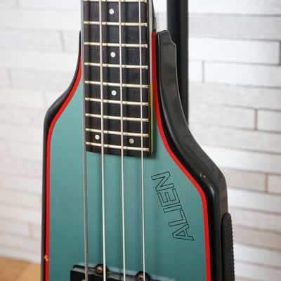 Hondo Alien 80s 4-String Headless Bass - Gun Blue Metallic image 2