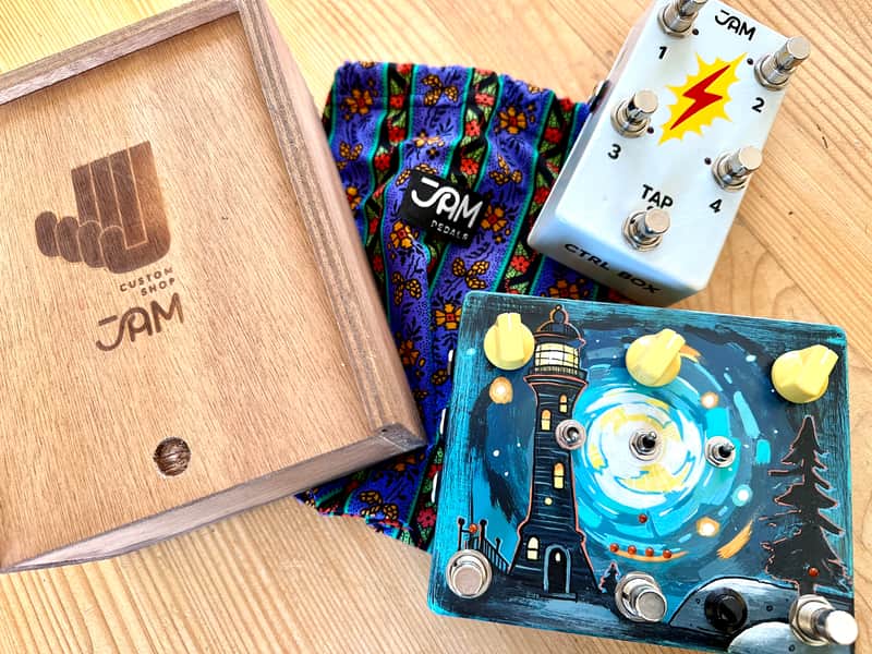 JAM Pedals Delay Llama Xtreme & 4way Tap/ Preset switch, lighthouse special edition, handpainted image 1